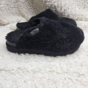 UGG Australia Black Fuzz Sugar Platform Slide‎ sz 8